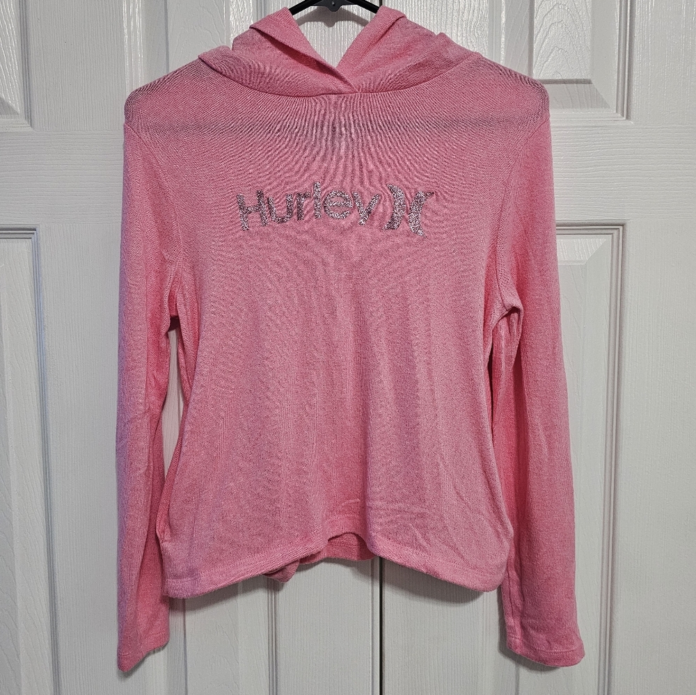 Hurley Girls Hooded Long Sleeve Shirt sz L